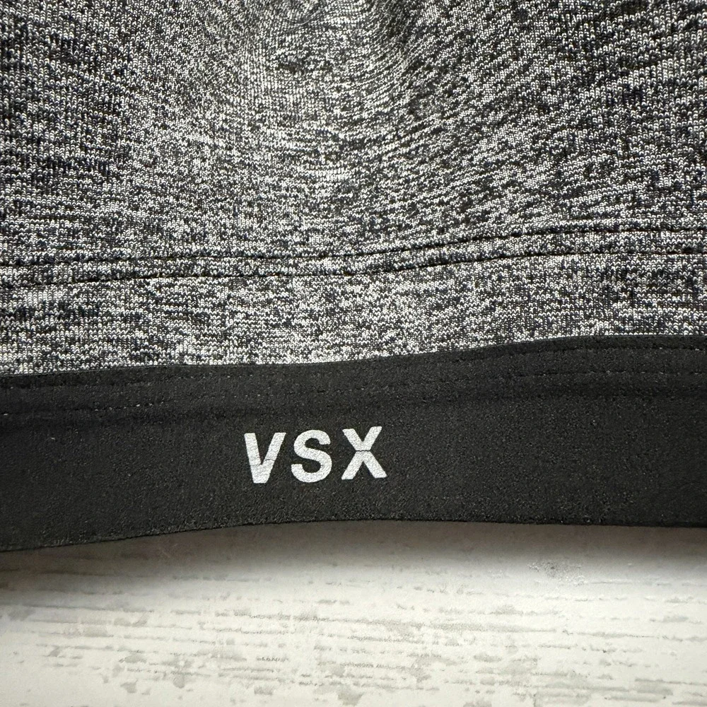Victoria's Secret VSX‎ Sport Bra 32D Black/Gray Padded Racerback Cushioned Wired